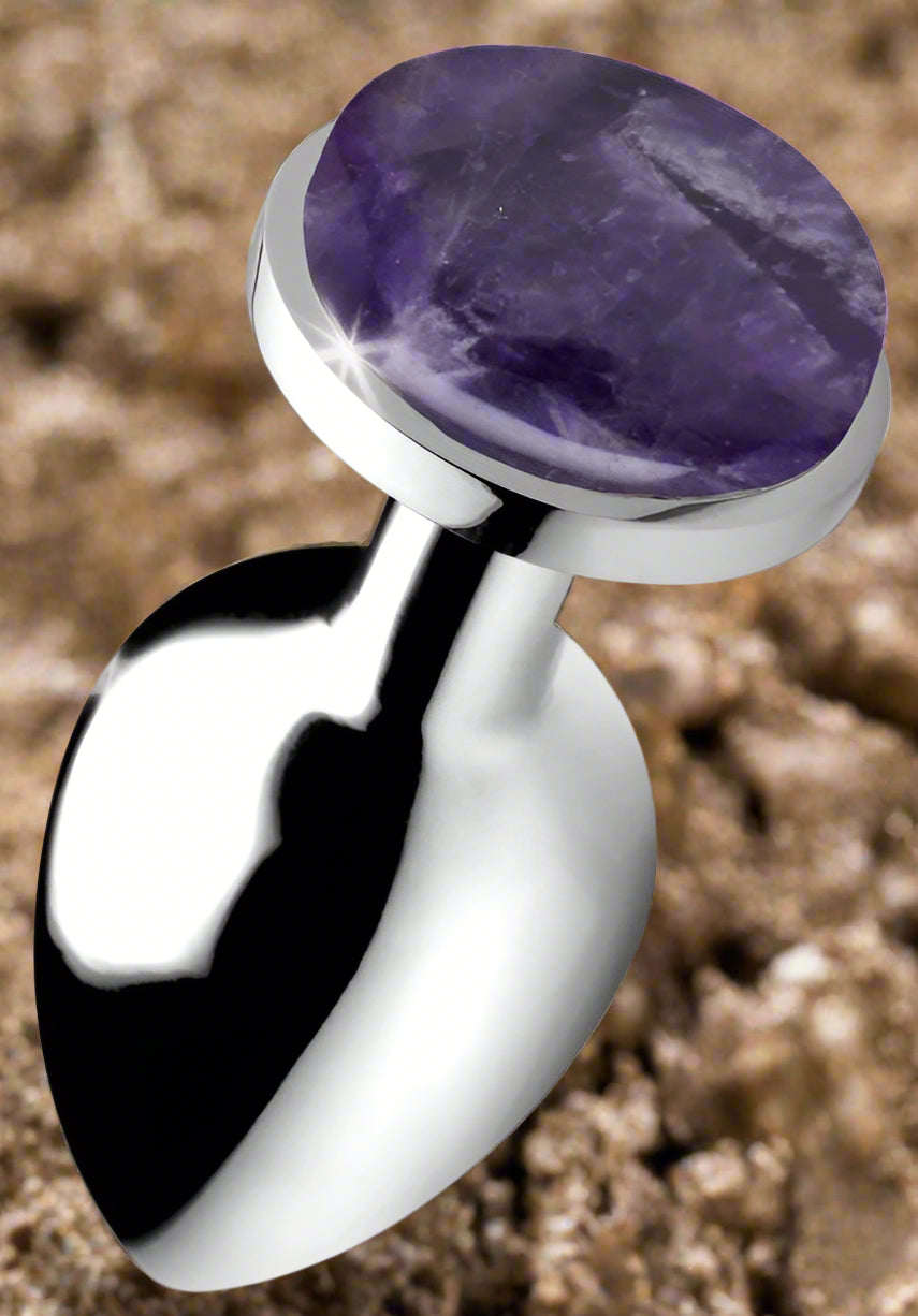 Genuine Amethyst Gemstone Anal Plug - Large