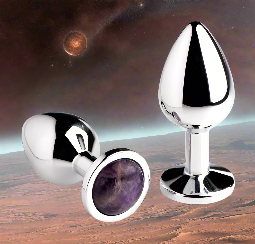 Genuine Amethyst Gemstone Anal Plug - Large