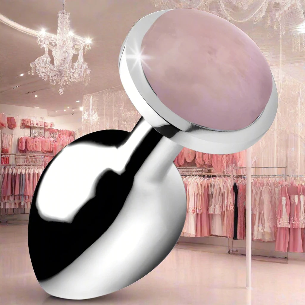Authentic Rose Quartz Gemstone Large Butt Plug