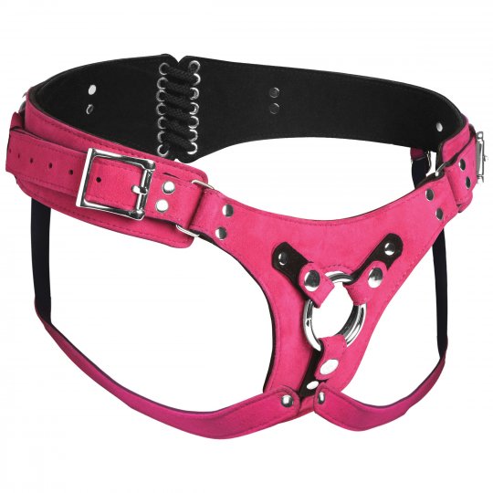 Bodice Deluxe Pink Leather Corset Harness by Strap U