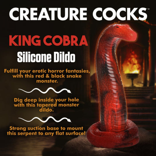 Creature Cocks King Cobra Silicone Dildo - Red/Black