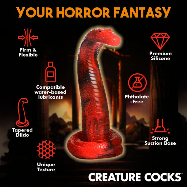 Creature Cocks King Cobra Silicone Dildo - Red/Black
