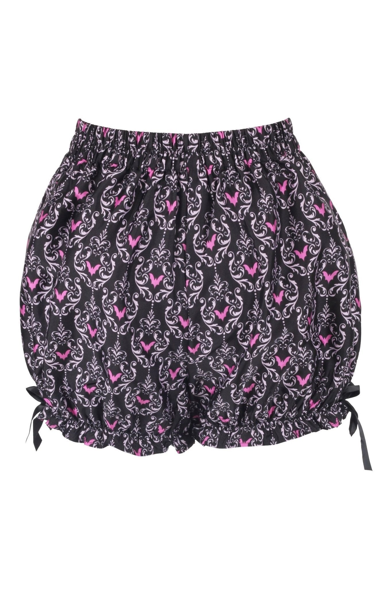 Black/Pink Damask Bats Crepe Bloomers - Daisy Corsets