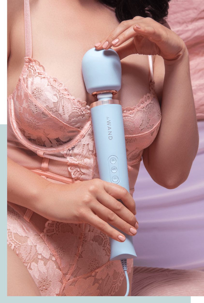 Le Wand Powerful Plug-In Vibrating Massager in Rose Gold or Sky Blue