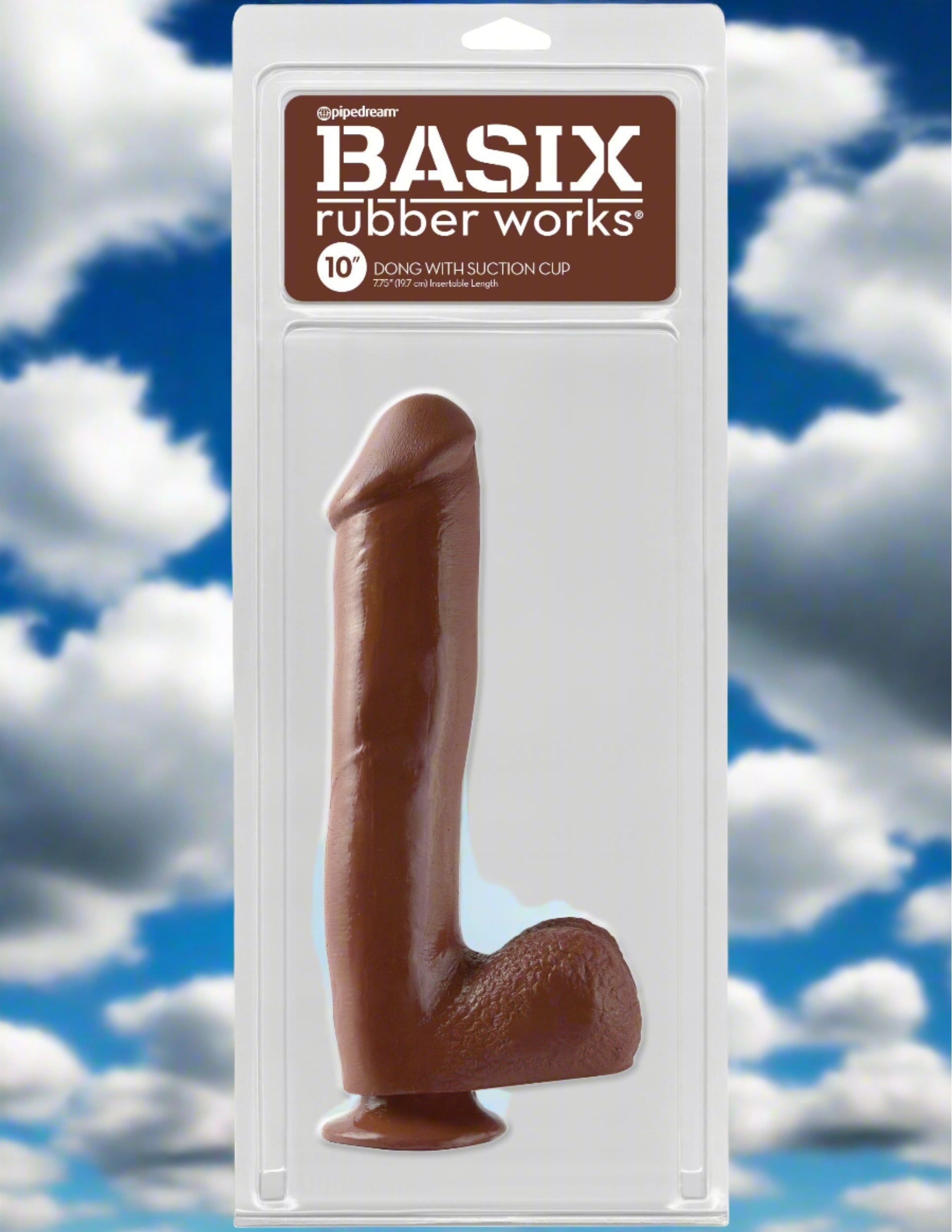 Basix Rubber Works 10" Dong with Suction Cup - Brown