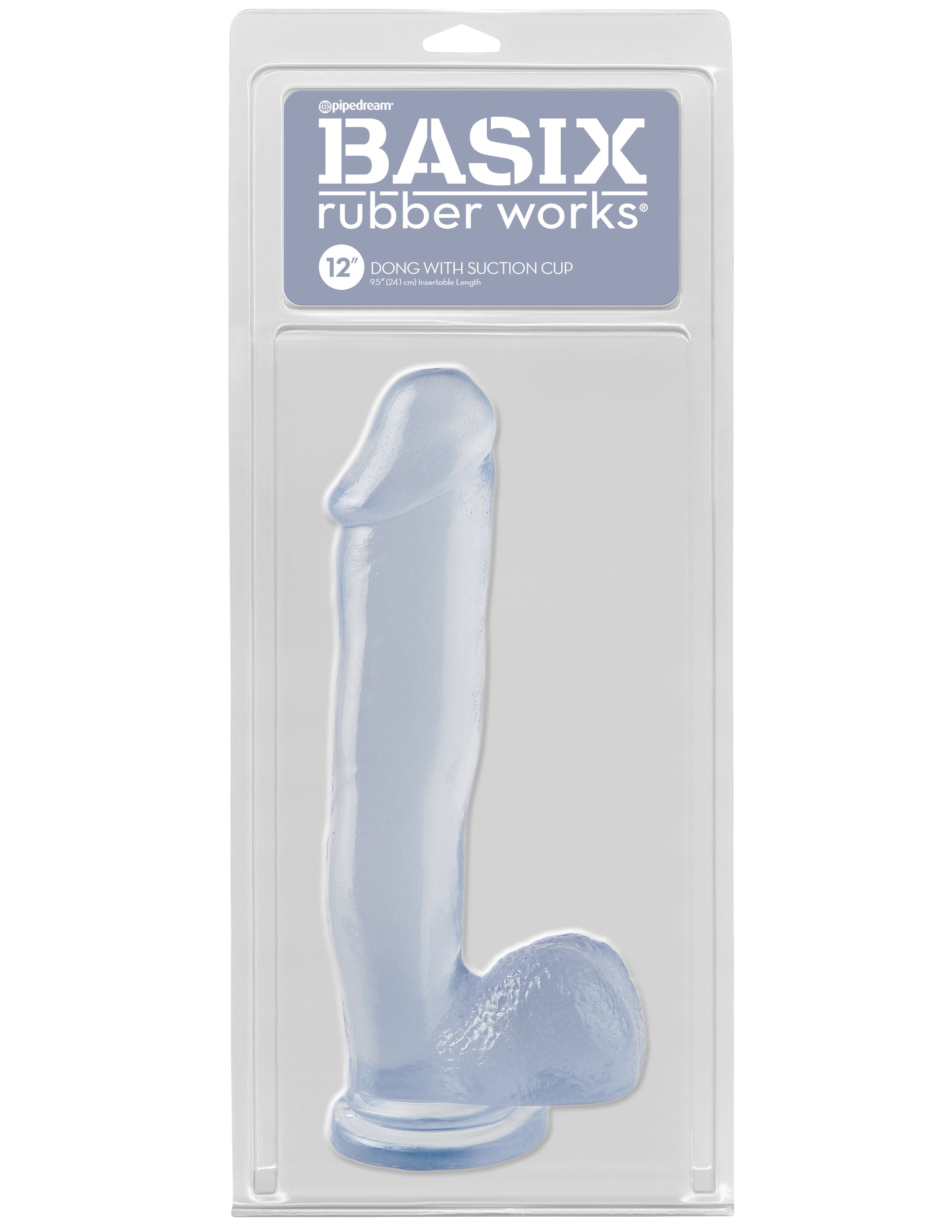 Basix Rubber Works 12" Clear Dong with Suction Cup