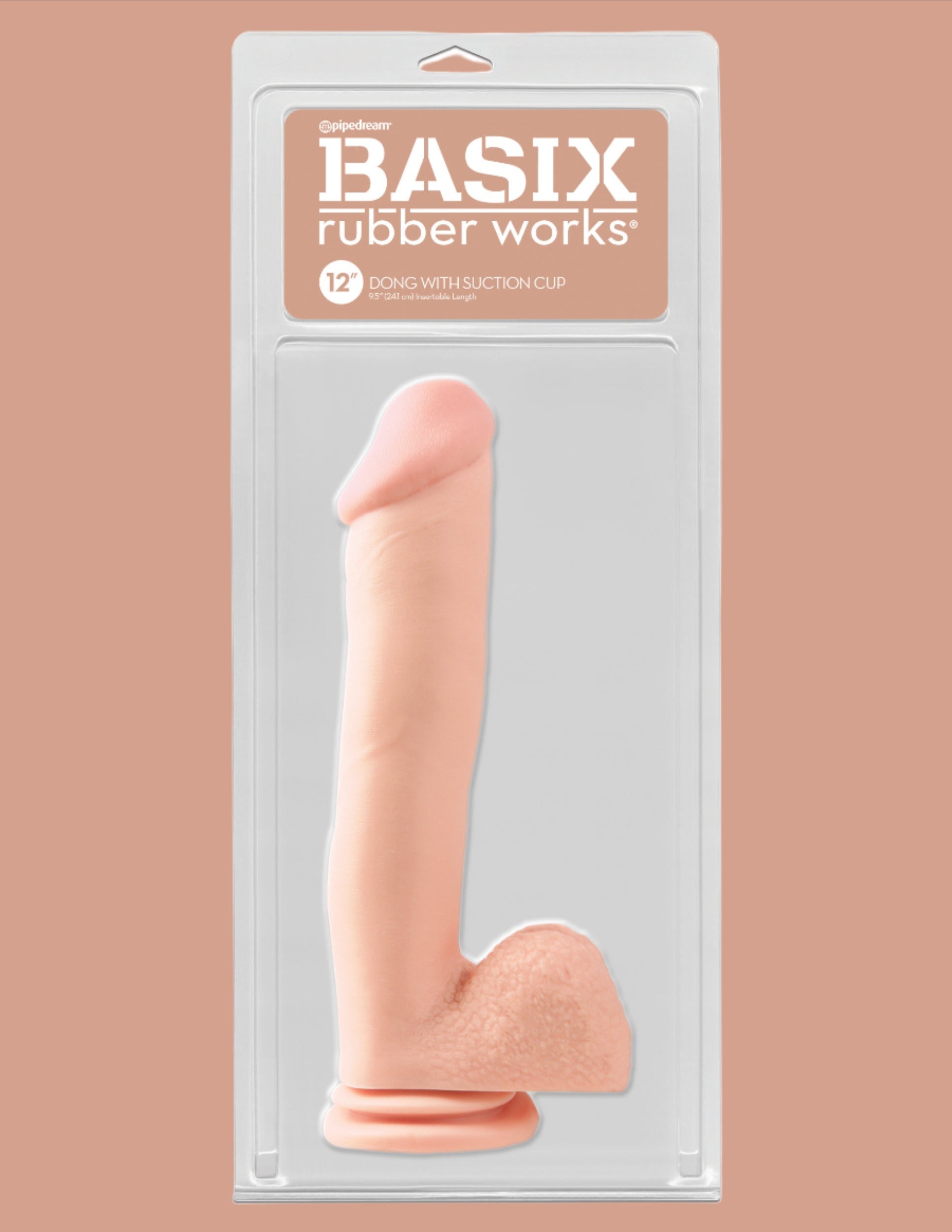 Basix Rubber Works 12" Dong with Suction Cup - Flesh