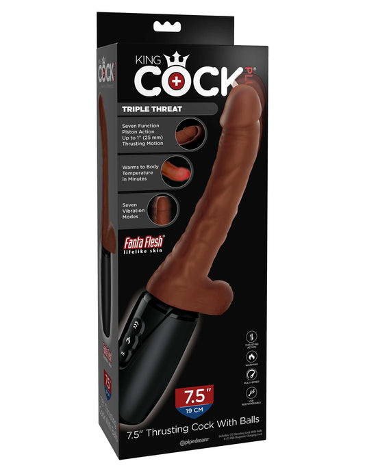 King Cock Plus Rechargeable Thrusting Vibrator with Balls 7.5 Inches