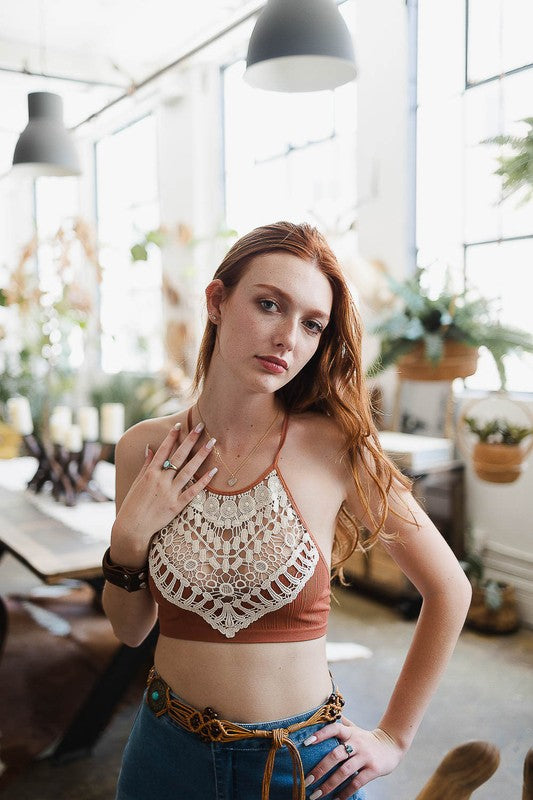 Crochet Lace High Neck Bralette in 6 Sexy Color Choices