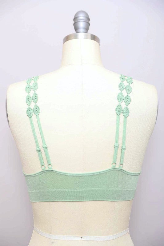Boho Eye Lace Appliqué Bralette by LETO in 7 Color Choices