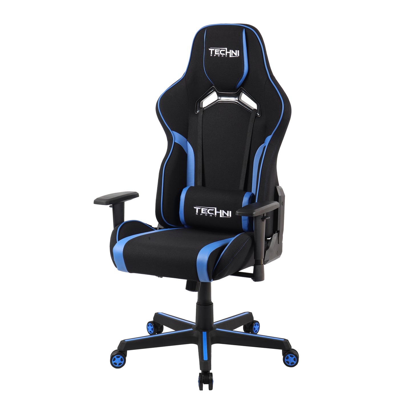 Techni Sport TSF-71 Fabric Office-PC Gaming Chair, Black and Blue PU Leather
