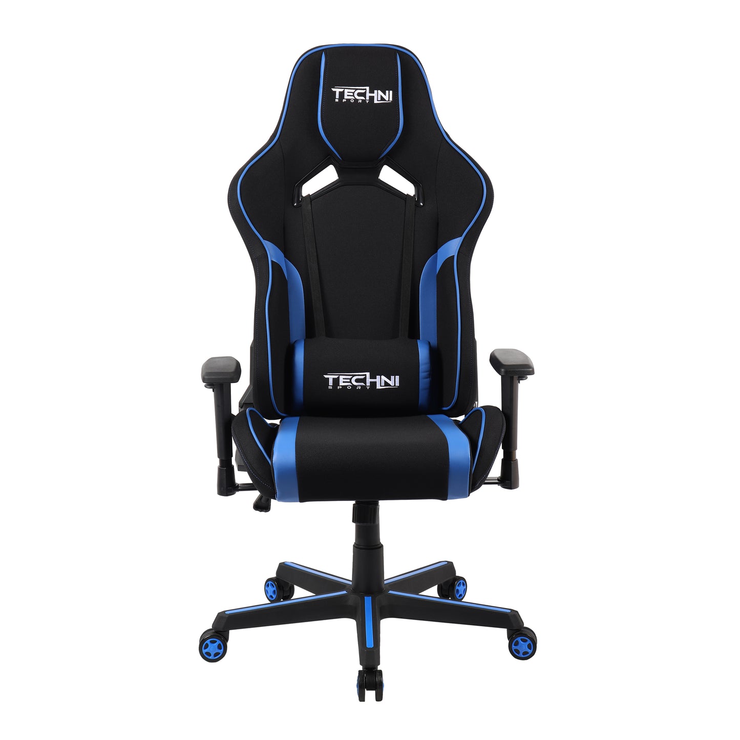 Techni Sport TSF-71 Fabric Office-PC Gaming Chair, Black and Blue PU Leather