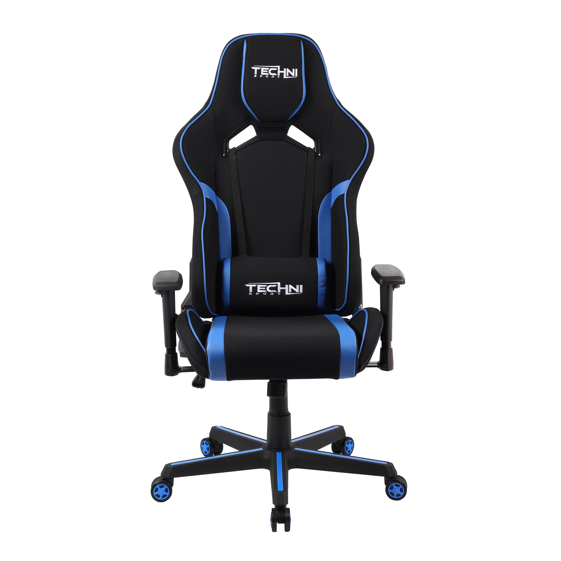 Techni Sport TSF-71 Fabric Office-PC Gaming Chair, Black and Blue PU Leather