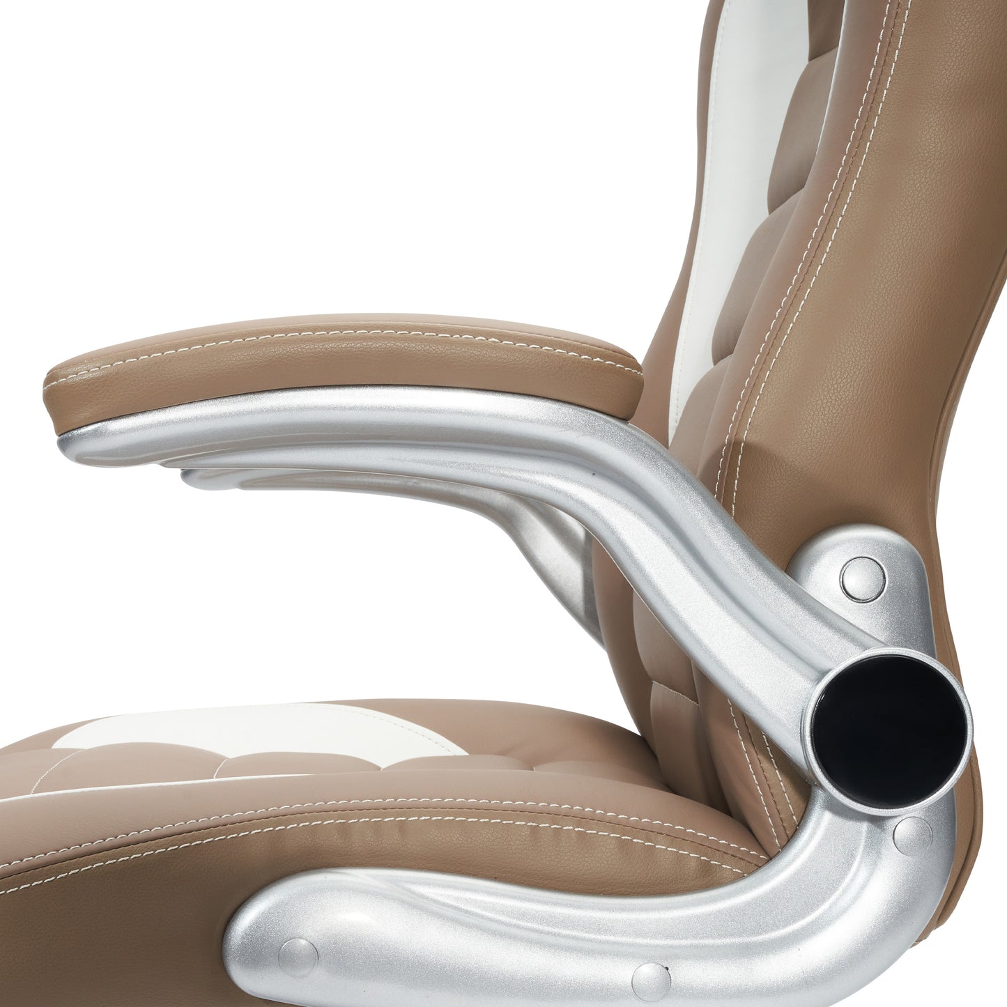 Techni Mobili High Back Executive Sport Race Office Chair with Flip-Up Arms - Camel PU Leather