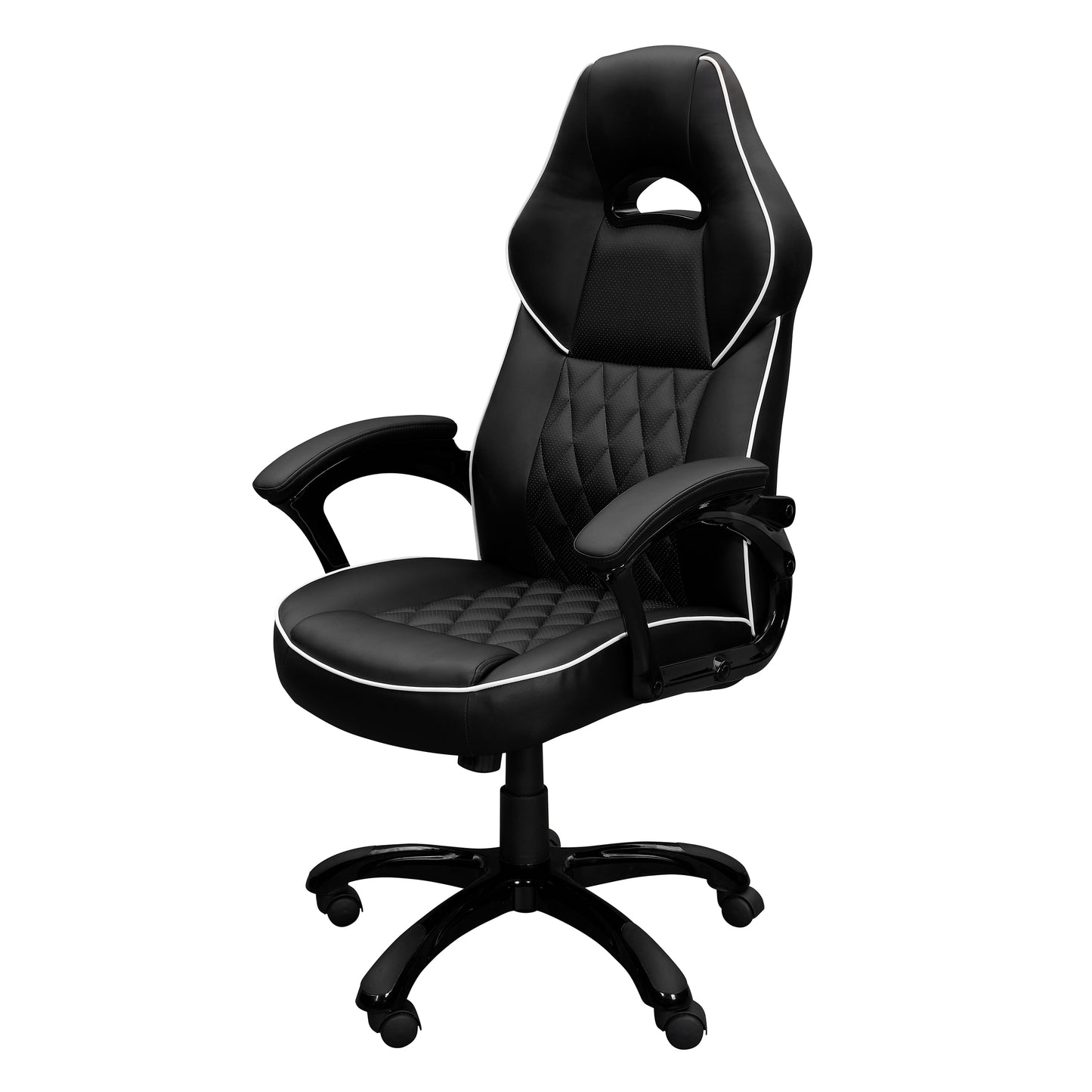 Techni Mobili High Back Executive Sport Race Office Chair, Black PU Leather