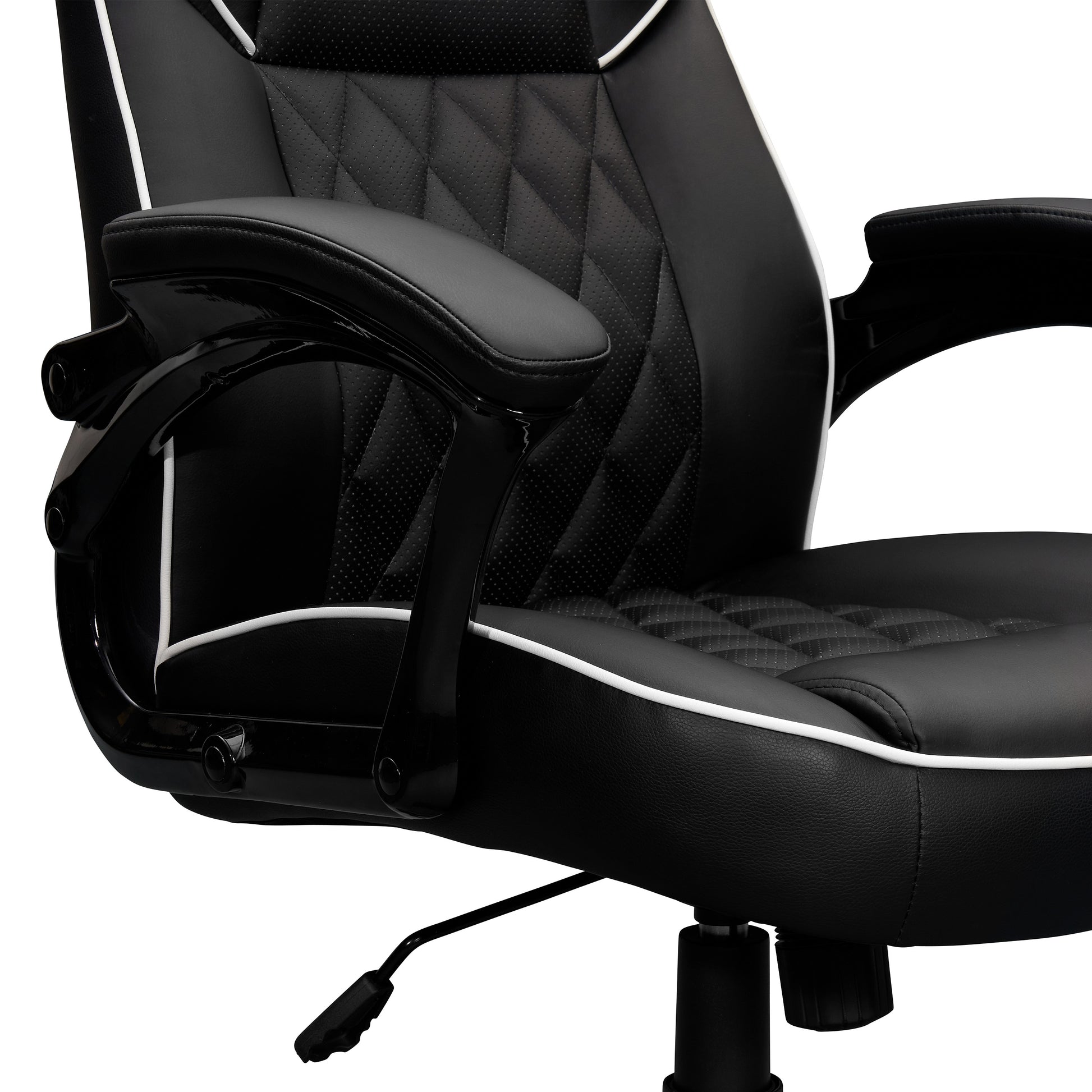 Techni Mobili High Back Executive Sport Race Office Chair, Black PU Leather