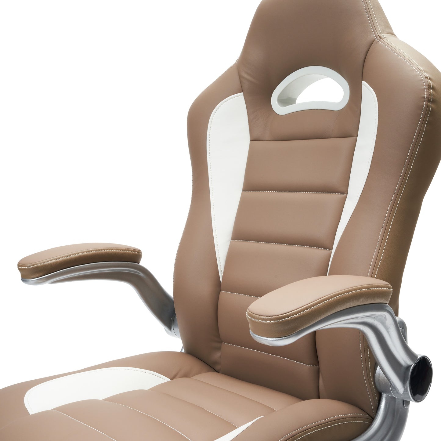 Techni Mobili High Back Executive Sport Race Office Chair with Flip-Up Arms - Camel PU Leather