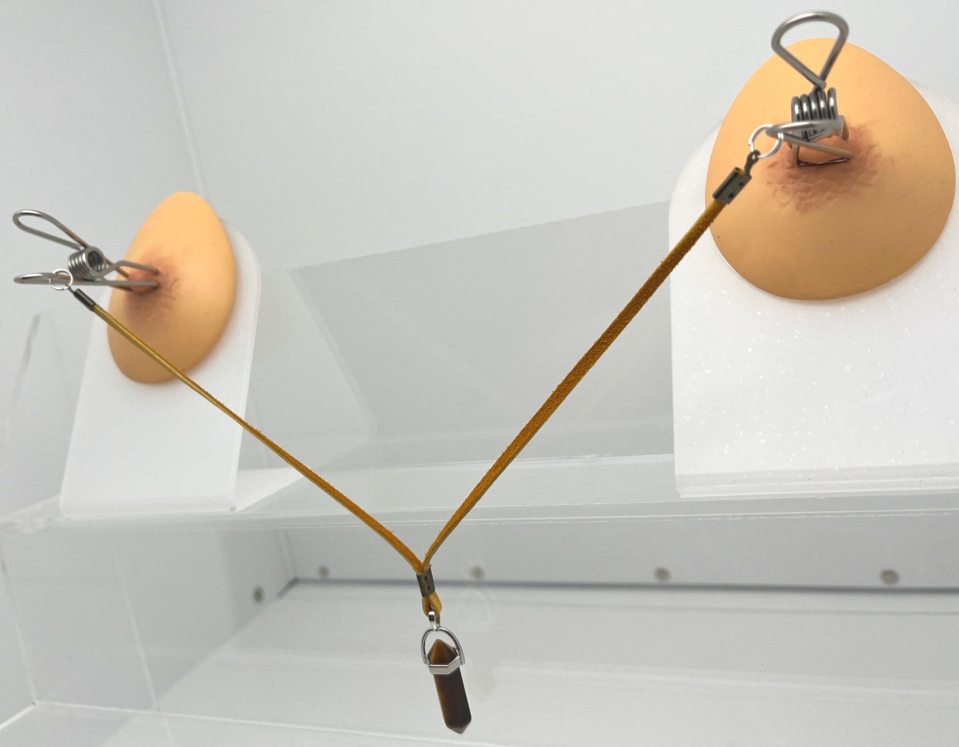 Genuine Deerskin and Quartz Crystal Nipple Clamps