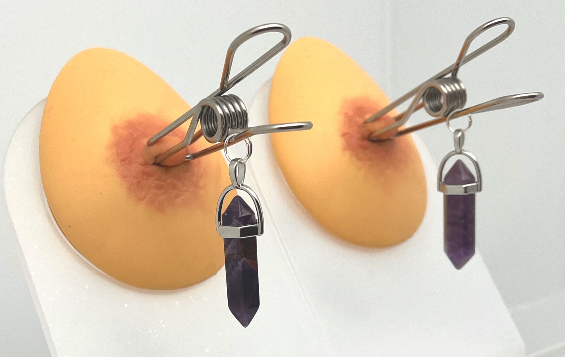 Amethyst Quartz Crystal Body Clamps