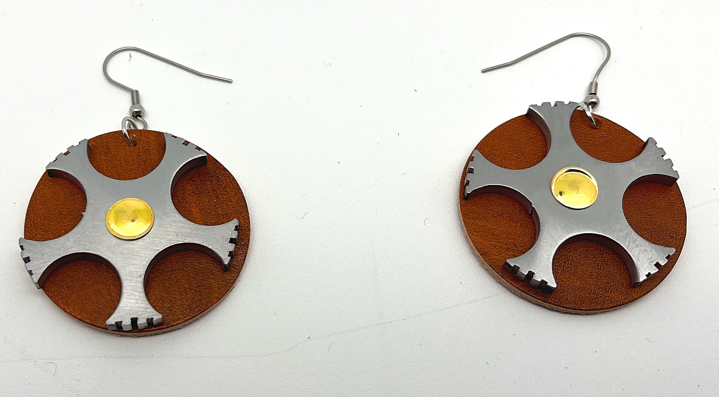 Bull Rider Spur Rowel Earrings