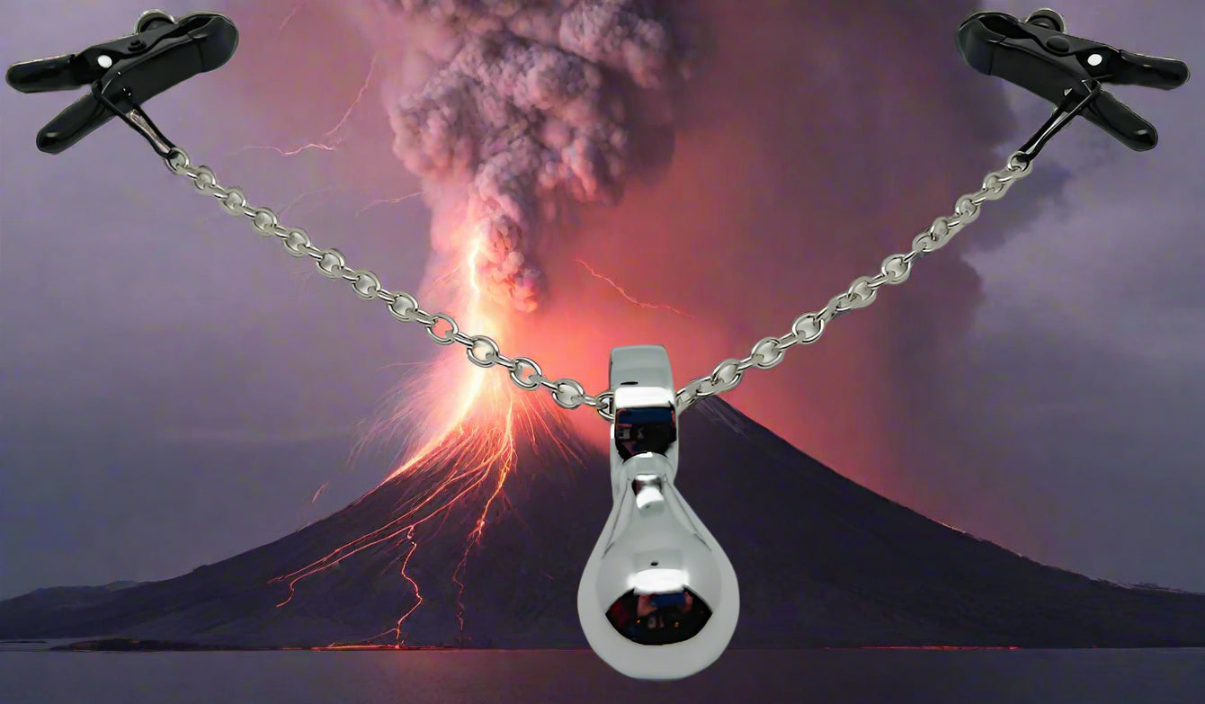 Adjustable Bullnose Nipple Clamps with Chain and Mini Butt Plug