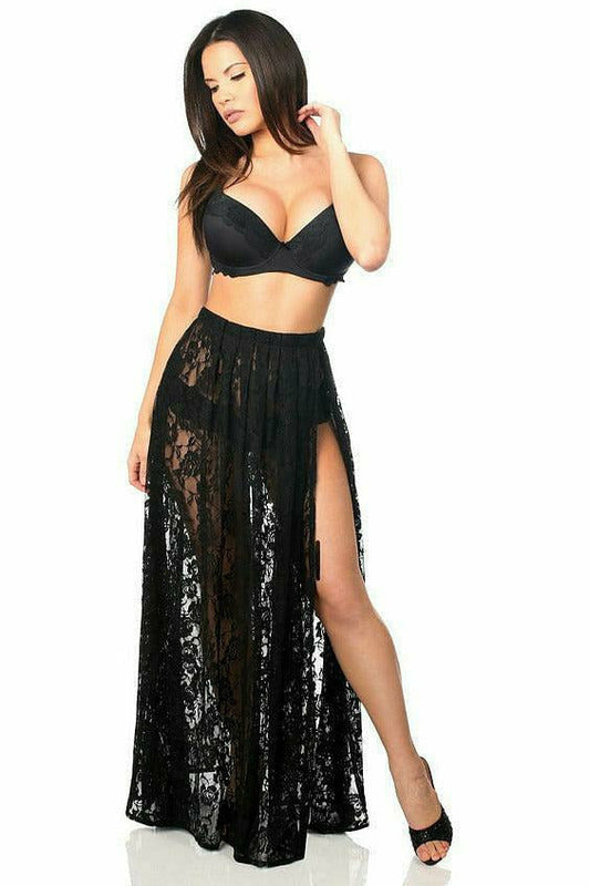 Daisy Corsets Sheer Black Lace Skirt in Size One Size or Queen Size