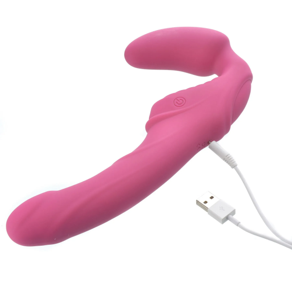 Adam and Eve's Vibrating Strapless Strap On Dual Motors 9 Function Usb Rechargeable Cord