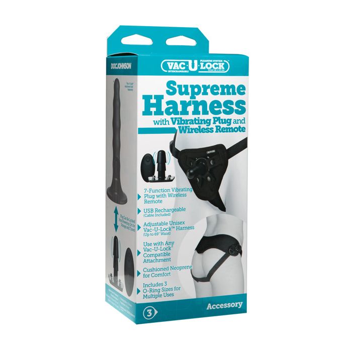 Vac-U-Lock Supreme Harness with Vibrating Plug