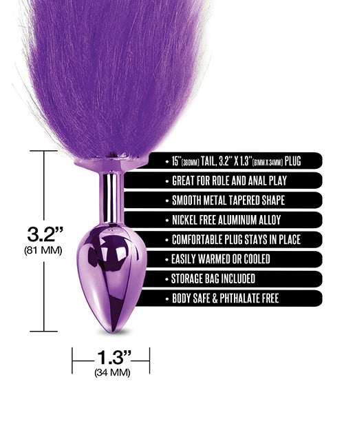 Nixie Metal Butt Plug with Faux Fur Tail - Purple Metallic