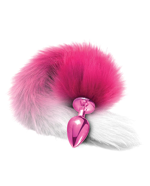 Nixie Metal Butt Plug with Faux Fur Tail - Pink Metallic