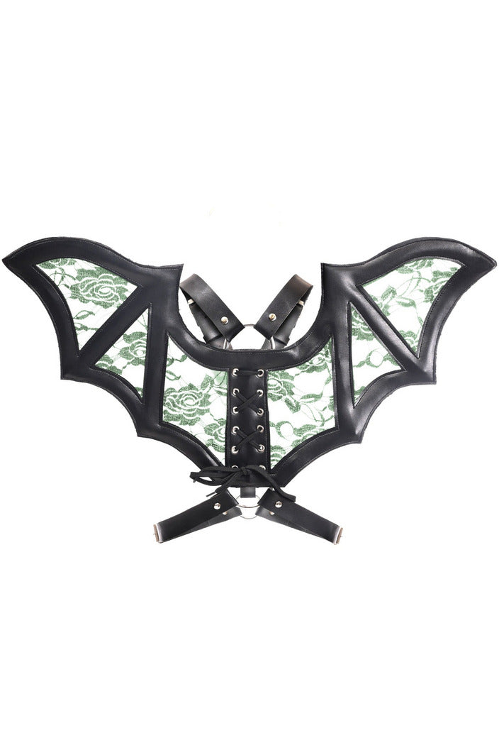 Faux Leather and Lace Bat Wing Harness in 4 Color Choices