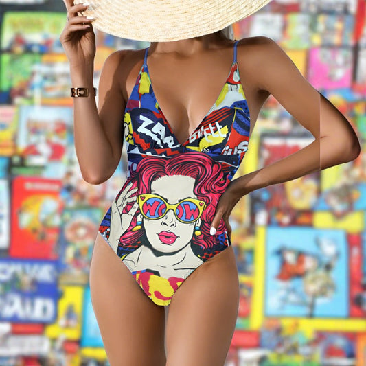 Blue Demon Monokini One Piece Swimsuit