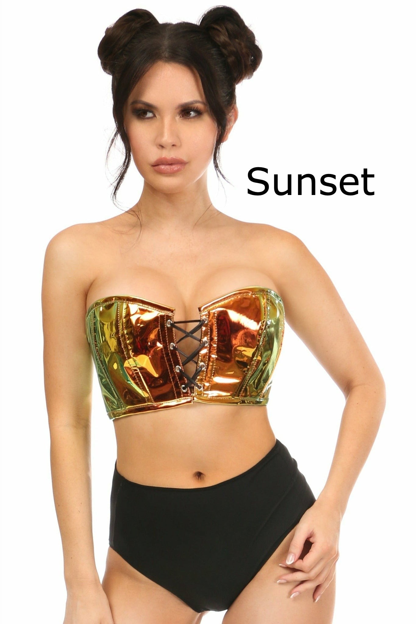 Lavish Hologram Lace-Up Bustier in 6 Color Choices in Size S, M, L, XL, 2X, 3X, 4X, 5X, or 6X