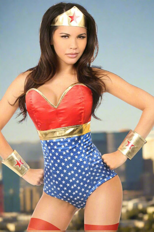 Lavish 3 PC Sexy Wonder Woman Costume in Size S, M, L, XL, 2X, 3X, 4X, 5X, or 6X