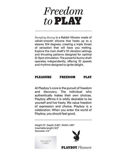 Playboy Pleasure Bumping Bunny Rabbit Vibrator Color Opal