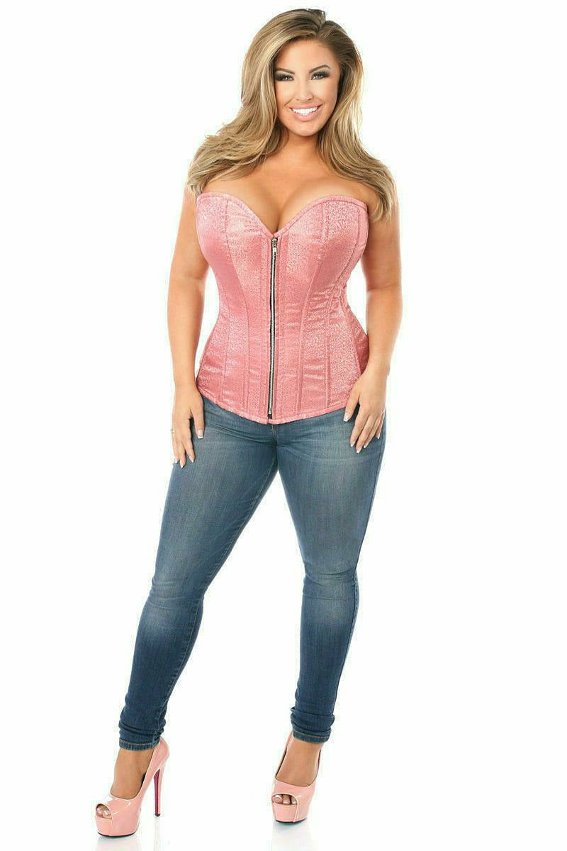 Top Drawer Dusty Rose Brocade Steel Boned Corset by Daisy Corsets in Size S, M, L, XL, 2X, 3X, 4X, 5X, or 6X