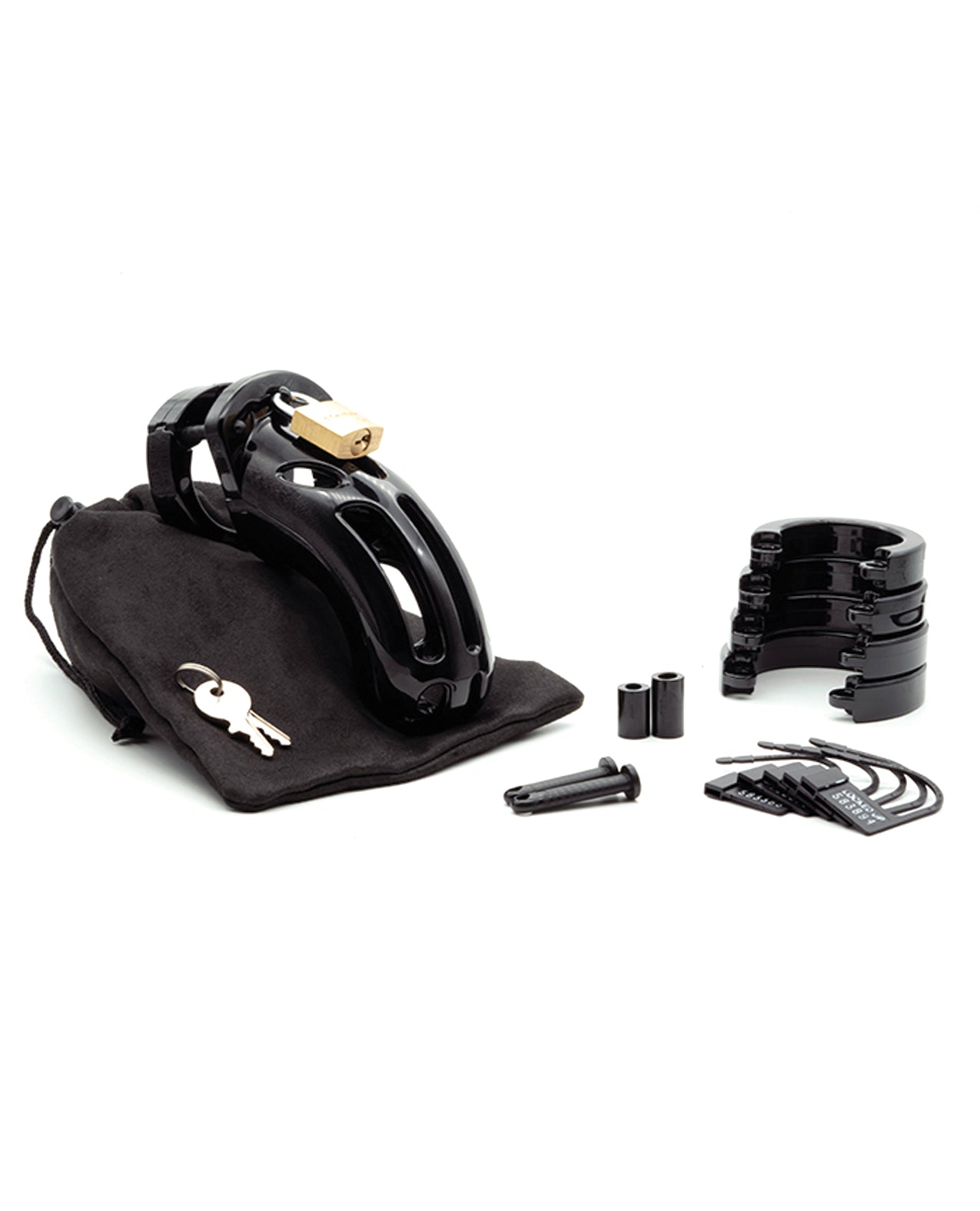 The Curve 3 3/4" Curved Cock Cage and Lock Set - Black