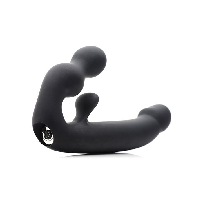 Tri-Volver 7x Vibrating Strapless Strap on - Black