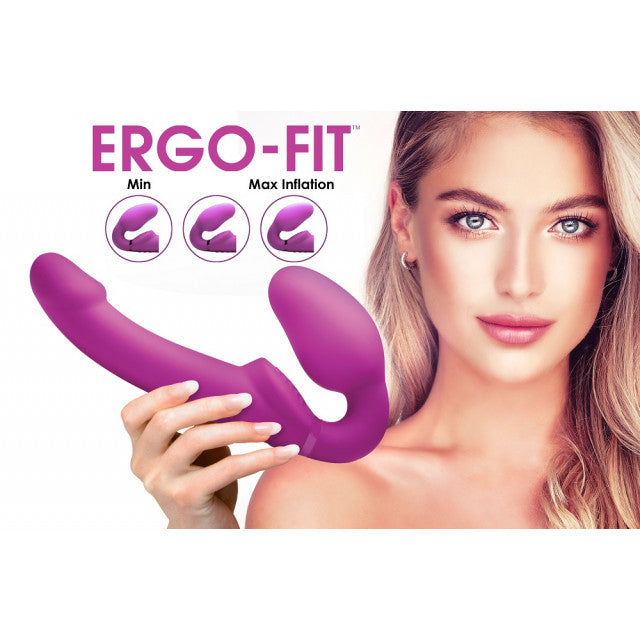 Inflatable Strapless Strap On Dildo with Remote Control Pink 5.75 Inches Insertable Length