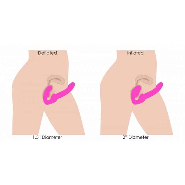 Inflatable Strapless Strap On Dildo with Remote Control Pink 5.75 Inches Insertable Length