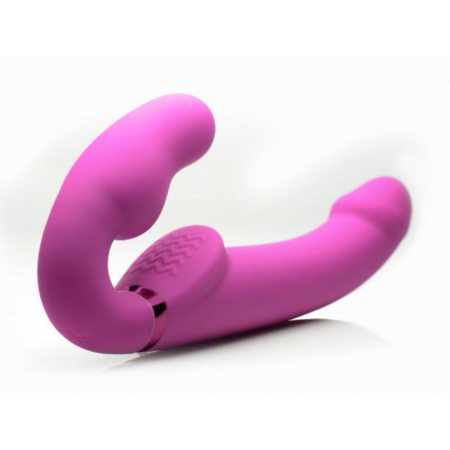 Inflatable Strapless Strap On Dildo with Remote Control Pink 5.75 Inches Insertable Length