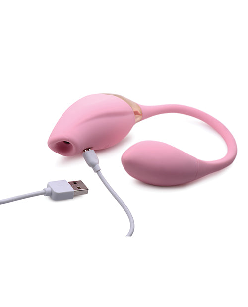 Inmi Shegasm 8x Tandem Plus Silicone Suction Clit Stimulator and Egg - Pink