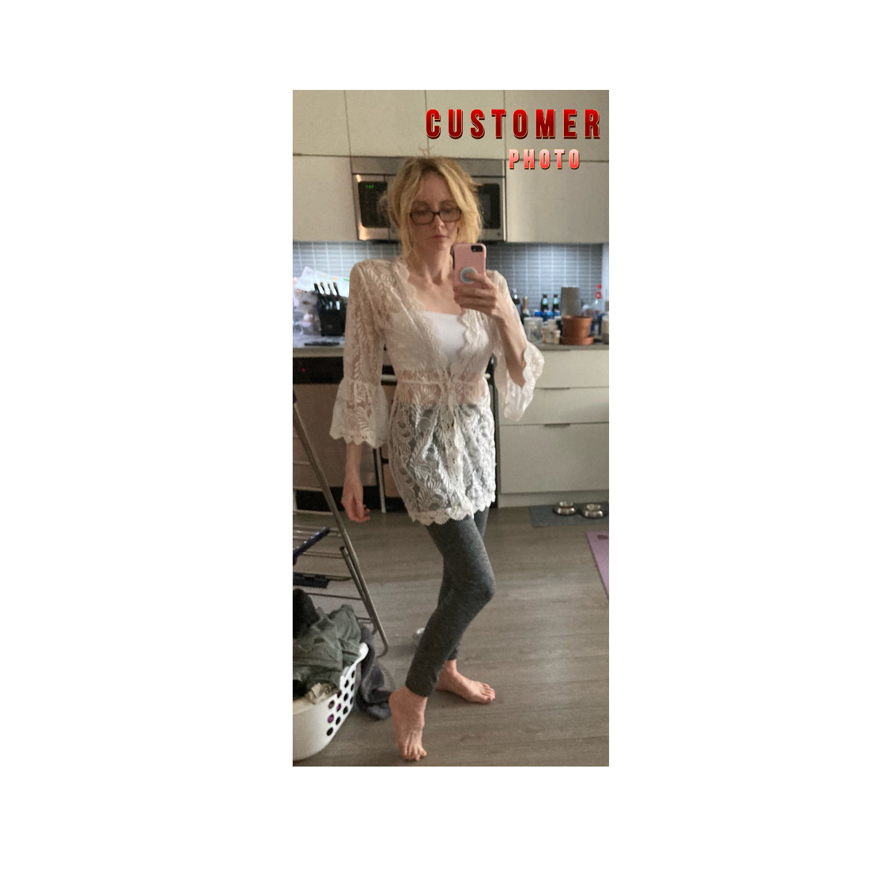White Floral Lace Tunic / Dress / Beach Cover Up in Size S, M, L, or XL