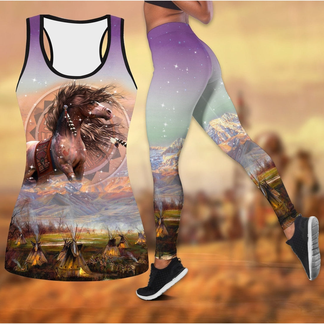Native American Yoga Top and Pants Set in Size S, M, L, or XL