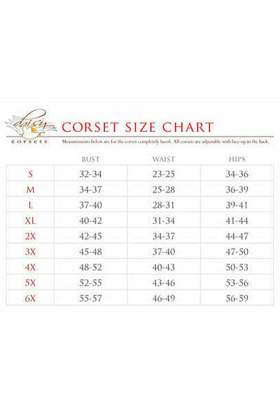 Top Drawer Satin and Sequin Underwire Curvy Cut Steel Boned Waist Cincher Corset by Daisy Corsets in 4 Color Choices in Size S, M, L, XL, 2X, 3X, 4X, 5X, or 6X