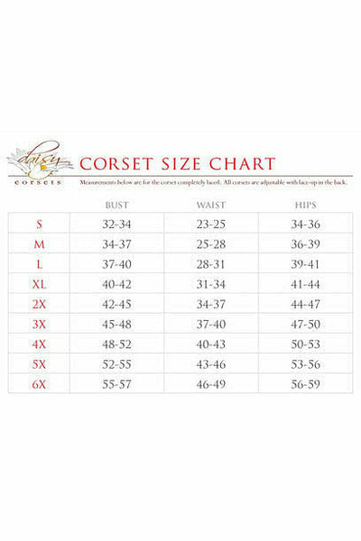 Top Drawer Steel Boned Burlesque Corset by Daisy Corsets in 3 Color Choices in Size S, M, L, XL, 2X, 3X, 4X, 5X, or 6X