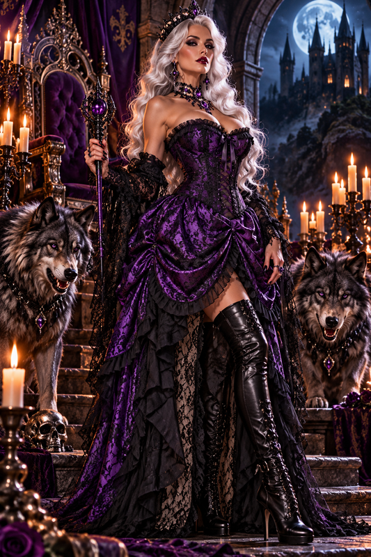 Lace Bustle Corset Vampire Queen Dress
