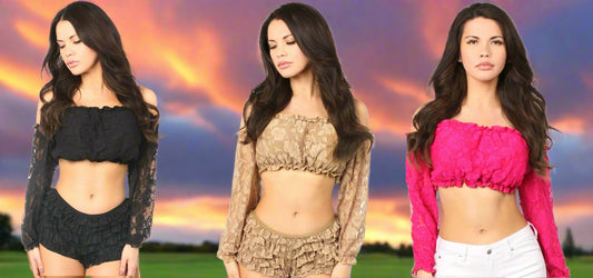 Lined Lace Long Sleeve Peasant Top by Daisy Corsets in 3 Color Choices