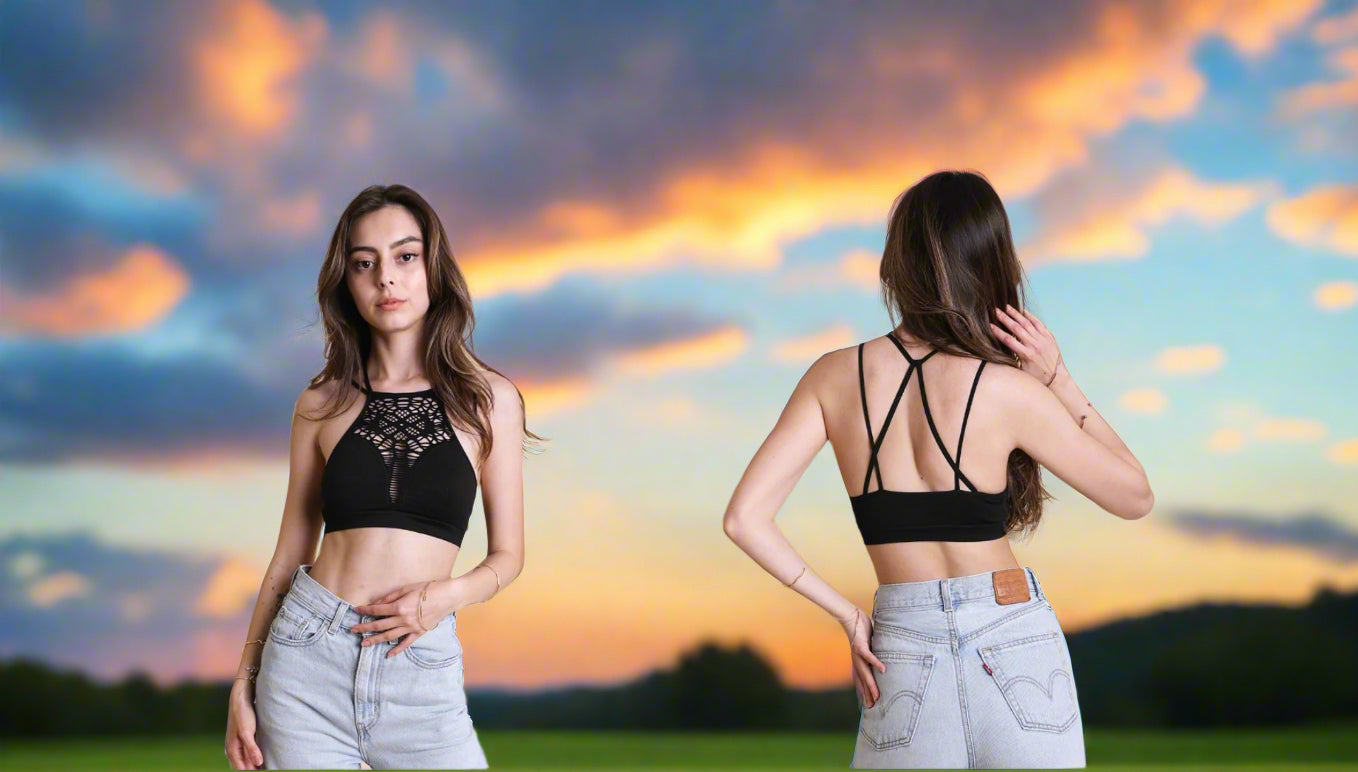 Seamless High Neck Strappy Back Brami