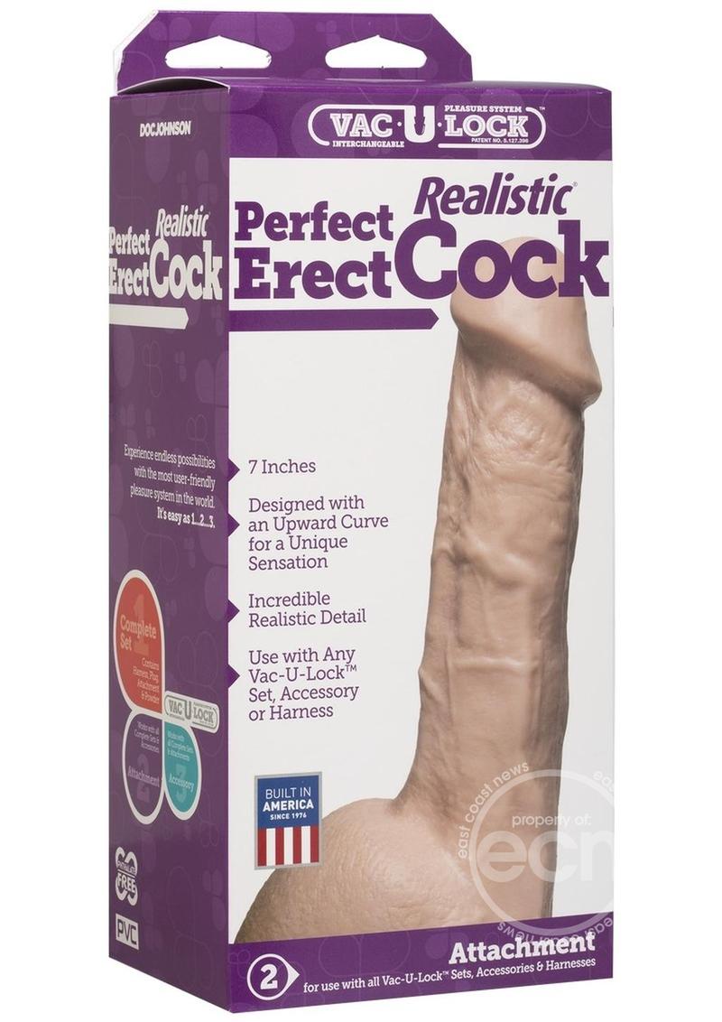 Vac-U-Lock Realistic Perfect Erect Vanilla Cock Dildo 7 Inch